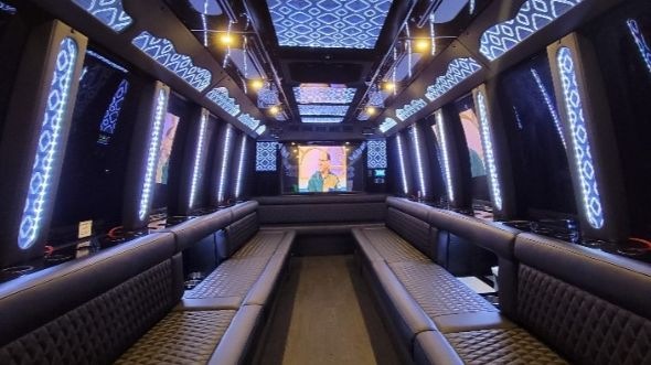 party bus rental interior roseville